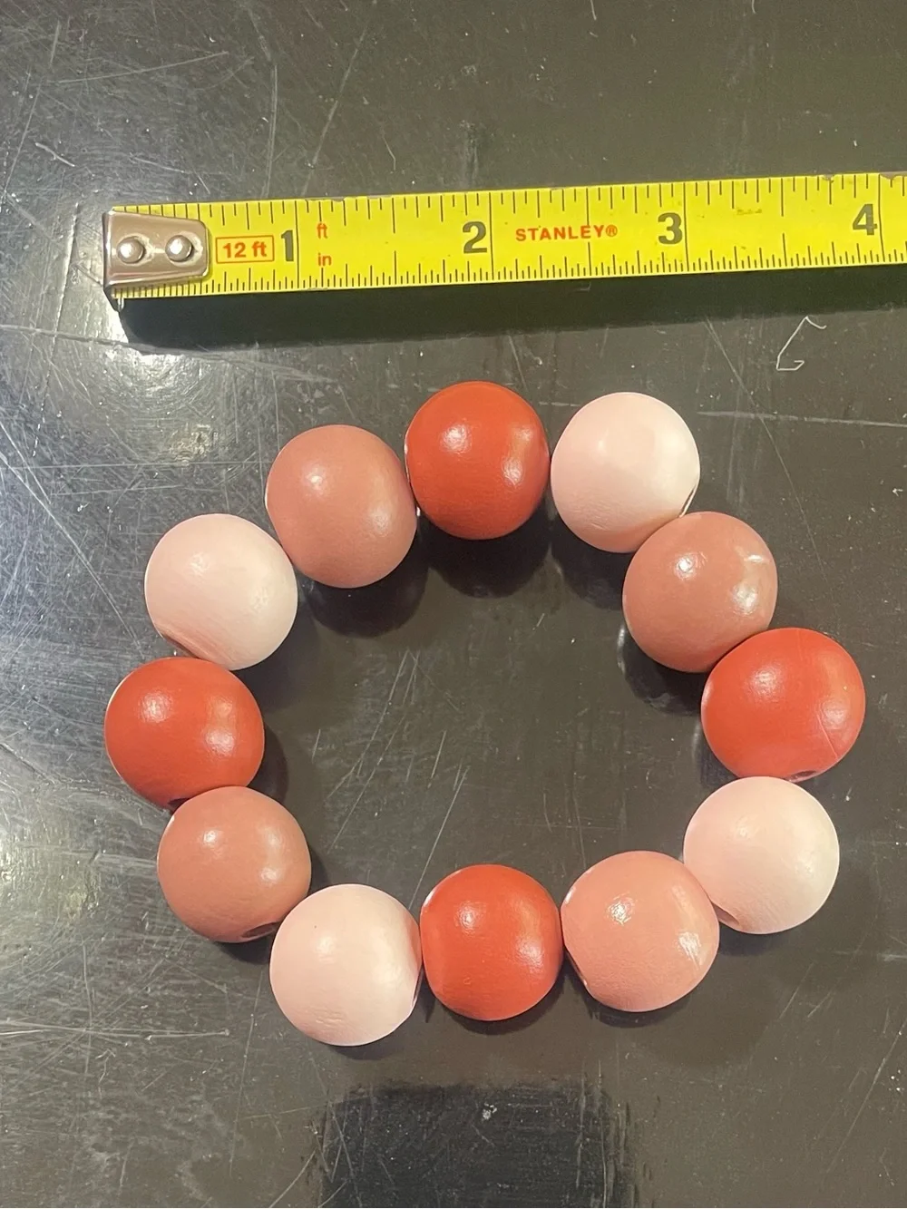 Pink and Coral Beaded Stretch Bracelet